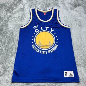Golden State Warriors Jersey Mens Large Blue Mitchell Ness The City Basketball